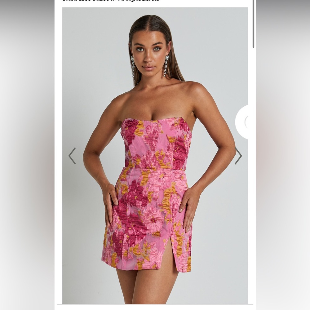Showpo Jacquard strapless mini dress
